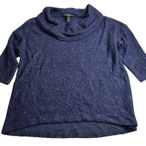 Style & Co 1X Sparkle Blue Cowl Neck Sweater Lightweight Cd-3092